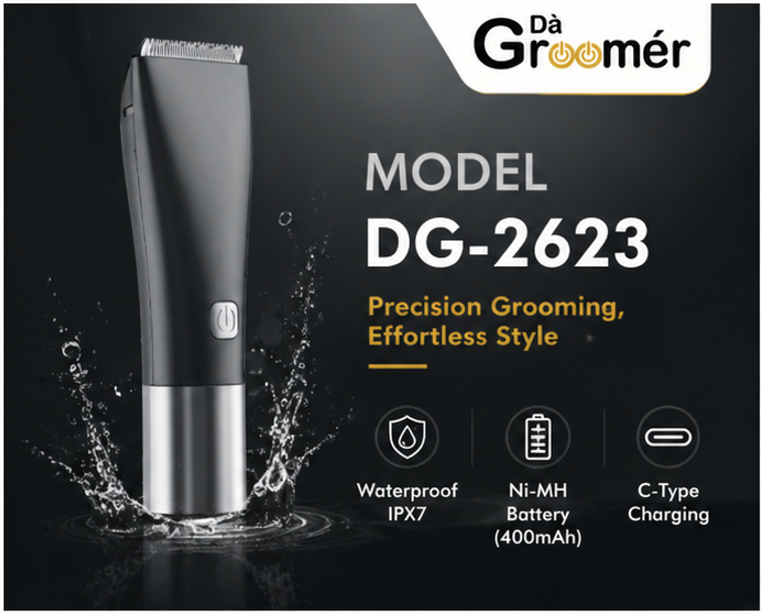 Professional Waterproof Men's Hair & Beard Trimmer - Type-C Rechargeable Electric Grooming Clipper